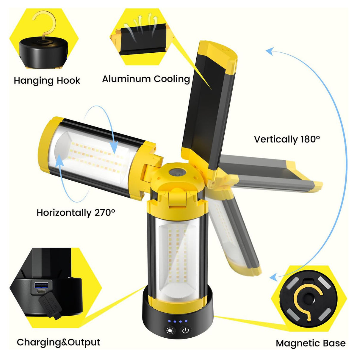 Multifunctional Folding Charging Camping Lantern With Bracket Flashlight