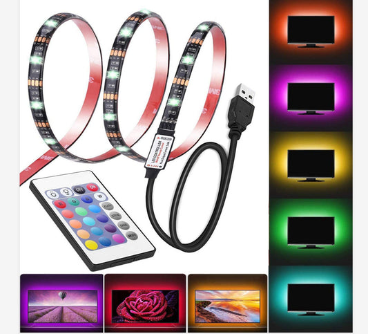 USB 5V RGB LED лента за подсветка на телевизора, 5050 мека светлина за декорация на екрана и стаята