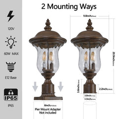 Vintage Outdoor Light Pole Lights, Waterproof Garden Patio Lights, Walkway & Driveway Lighting