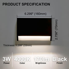ZONK Outdoor Indoor LED Step Lights 110V -240V, Waterproof IP65 Stairway Lights, Non-dimmable 4000K Exterior Landscape Deck Patio Lights for House, retaining Wall Lights(1 Pack)