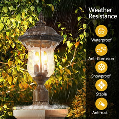 Vintage Outdoor Light Pole Lights, Waterproof Garden Patio Lights, Walkway & Driveway Lighting