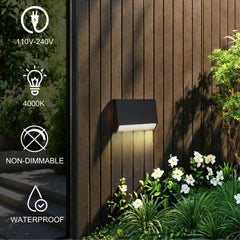 ZONK Outdoor Indoor LED Step Lights 110V -240V, Waterproof IP65 Stairway Lights, Non-dimmable 4000K Exterior Landscape Deck Patio Lights for House, retaining Wall Lights(1 Pack)