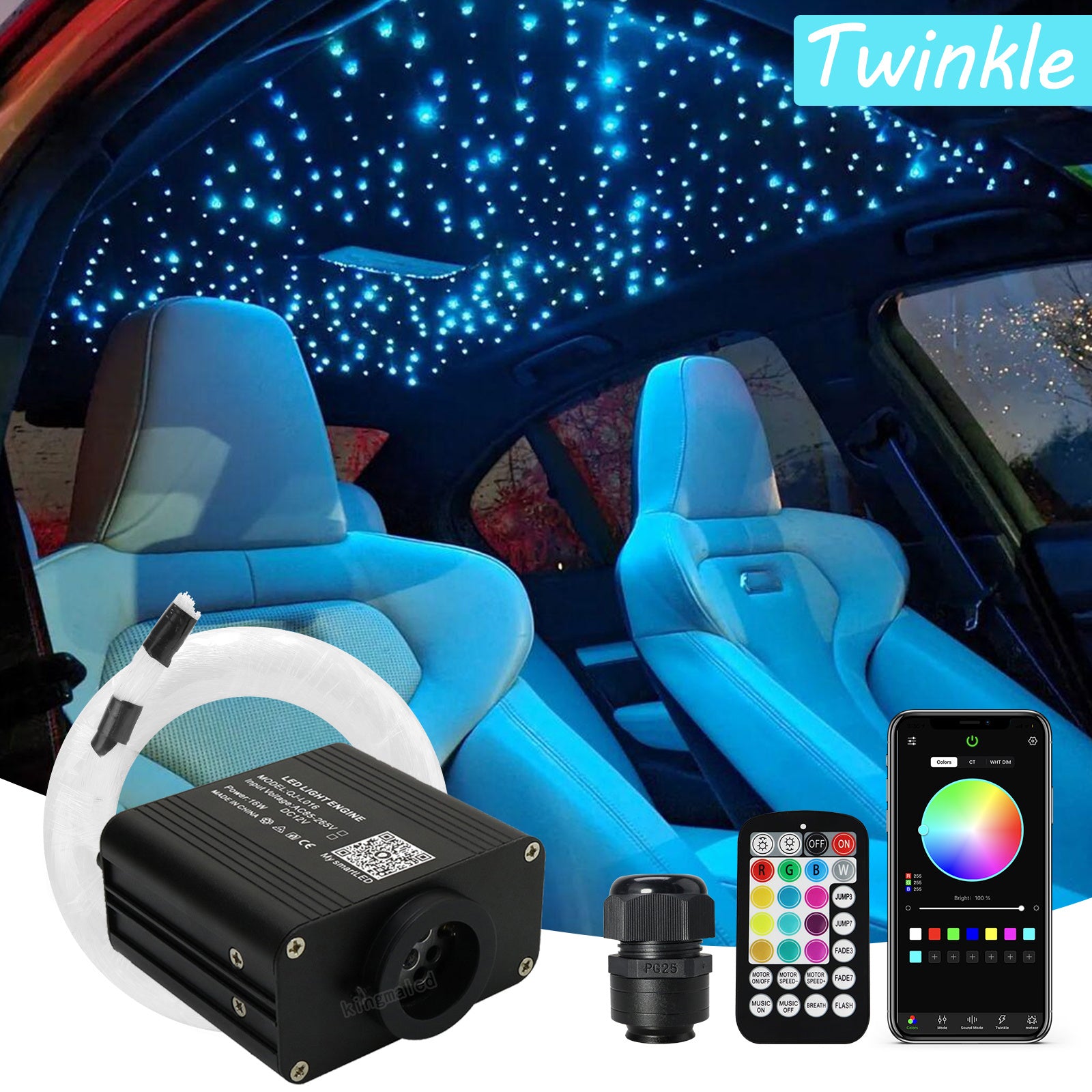 Car Home Starlight Headliner Star Ceiling Light Kit Twinkle & Sound Activate