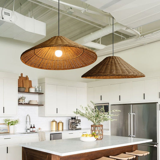 Bamboo Woven Rattan Vintage Wabi Sabi Style Pendant Light