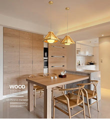 Modern Minimalist Bamboo Woven Woodcraft Ceiling Lamp Restaurant Bar Hotel Inn Balcony LED Chandelier