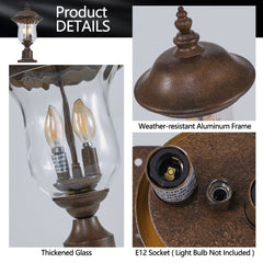 Vintage Outdoor Light Pole Lights, Waterproof Garden Patio Lights, Walkway & Driveway Lighting